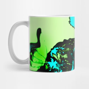 green and blue creature Mug